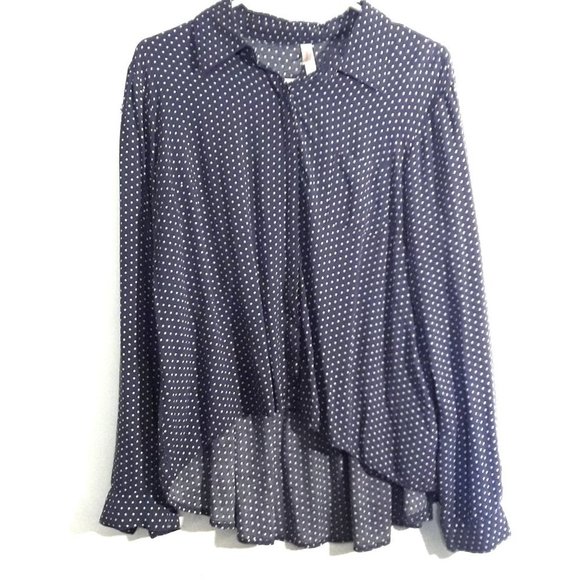 Xhilaration Blue and white polka dot blouse XXL - Picture 1 of 3